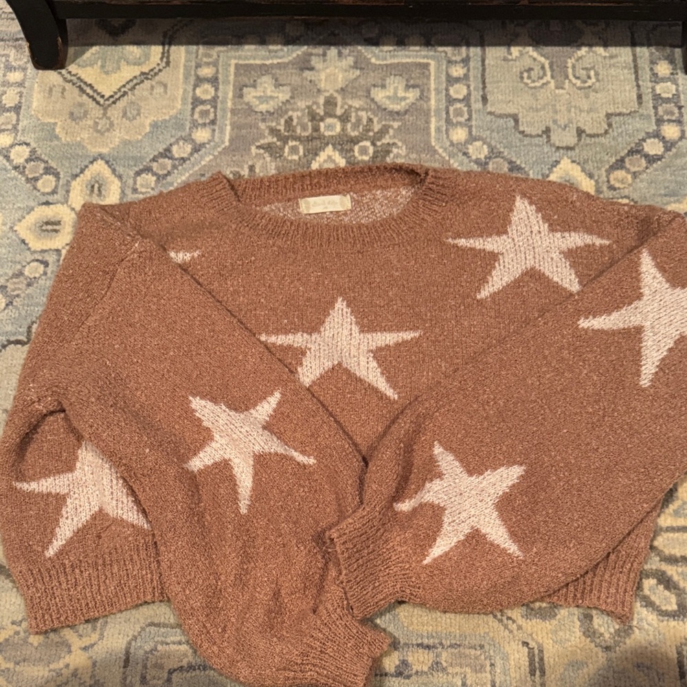 Altar'd State Rust Pink Star Crewneck Sweater